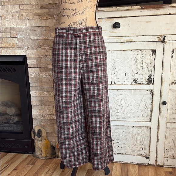 Mystree wide leg cropped navy green red pants zip close cream piping pockets - Picture 1 of 16
